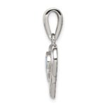 Sterling Silver Rhodium-plated Created Blue Opal Inlay Heart Pendant - Image 2