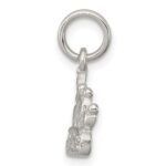 Sterling Silver Rhodium-plated CZ Polished Crown Charm - Image 2