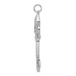 Sterling Silver Rhodium-plated Black/White CZ Fleur de Lis Key Pendant - Image 2