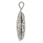 Sterling Silver Rhodium-plated Fancy CZ Rectangle 24mm Locket Pendant - Image 2