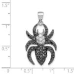Sterling Silver Rhodium-plated Black and White CZ Spider Pendant - Image 3
