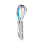 Sterling Silver Rhodium-plated Blue Inlay Created Opal Heart Pendant - Image 2