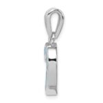 Sterling Silver Rhodium-plated Blue Inlay Created Opal Heart Pendant - Image 2