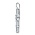 Sterling Silver Rhodium Plated Aquamarine Cross Pendant - Image 2