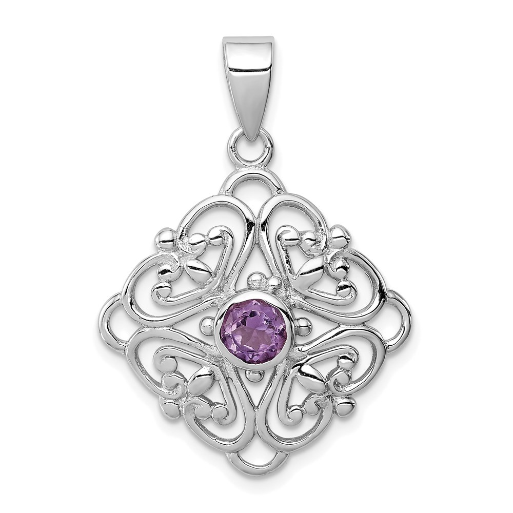 QP297.jpg Sterling Silver Rhodium-plated Amethyst Pendant - Image 1
