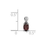 Sterling Silver Rhodium Plated Diamond & Garnet Oval Pendant - Image 3