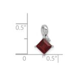 Sterling Silver Rhodium Plated Diamond & Garnet Square Pendant - Image 3