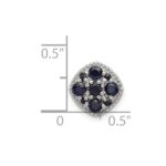 Sterling Silver Rhodium Plated Sapphire Square Pendant Slide - Image 3