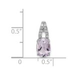 Sterling Silver Rhodium-plated Diamond and Pink Quartz Oval Pendant - Image 3