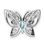 Sterling Silver Rhodium-plated Light Swiss Blue Topaz Diamond Chain Slide - Image 3