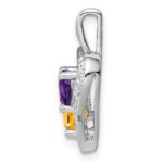 Sterling Silver Rhodium-plated Amethyst Citrine and Diamond Pendant - Image 2