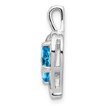 Sterling Silver Rhodium-plated Blue Topaz Diamond Pendant - Image 2