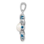 Sterling Silver Rhodium Plated Dia. and London BT Flower Pendant - Image 2