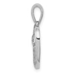 Sterling Silver Rhodium Plated Diamond Double Heart Pendant - Image 2