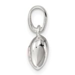 Sterling Silver Polished Pink Enamel Flower on Heart Children's Pendant - Image 2