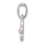 Sterling Silver Polished Pink Enameled Flower Children's Pendant - Image 2