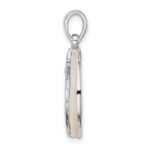 Sterling Silver Rhodium-plated Polished Round Mother of Pearl Palm Tree Pendant - Image 2