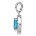 Sterling Silver Rhod-plated w/ Light Blue and White CZ Oval Pendant - Image 2