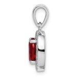 Sterling Silver Rhodium Plated Red  CZ and White CZ Halo Pendant - Image 2