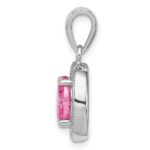 Sterling Silver Rhod-plated Pink and White CZ Oval Pendant - Image 2