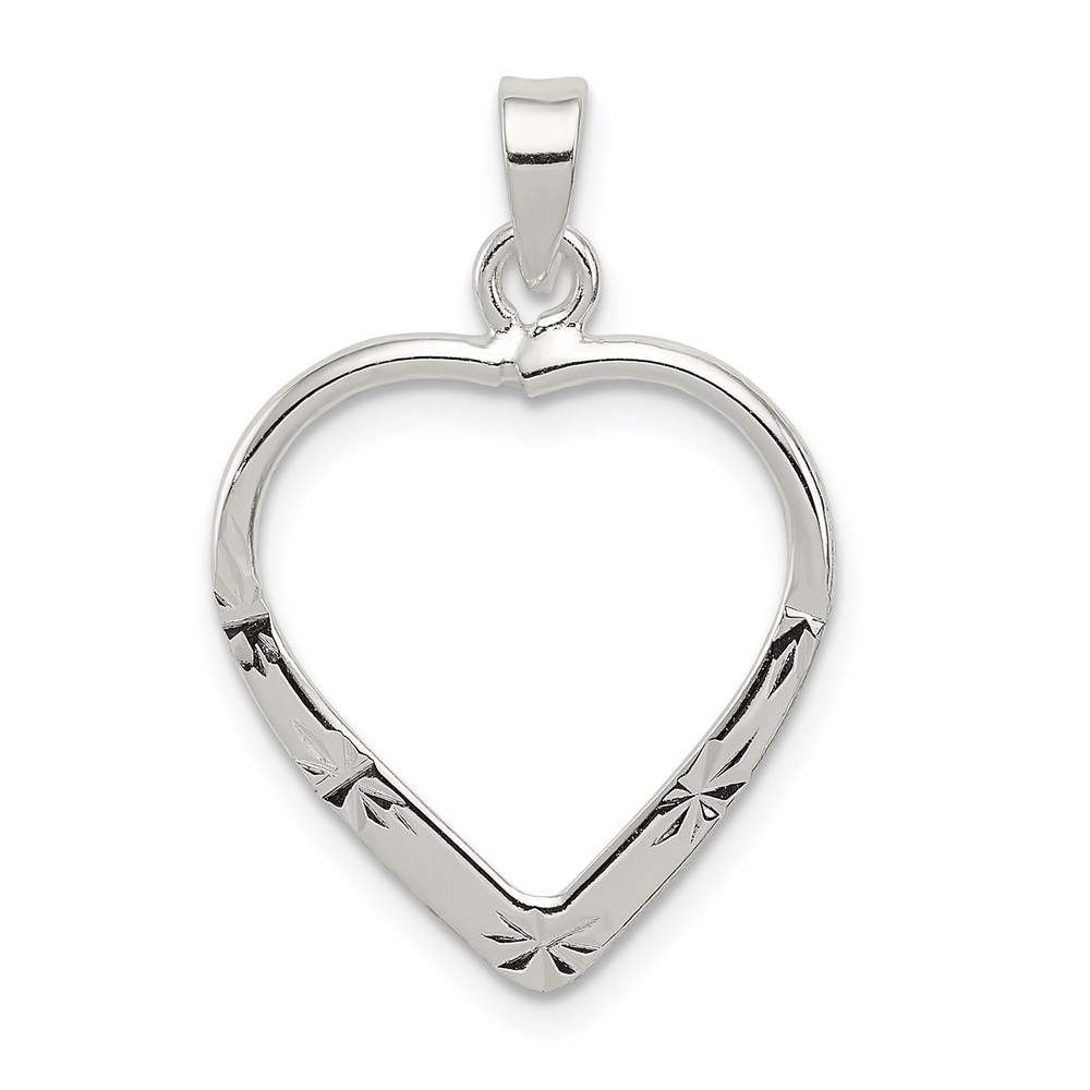 QP4430.jpg Sterling Silver Polished & D/C Heart Pendant - Image 1