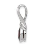 Sterling Silver Rhodium-plated w/CZ and Garnet Pendant - Image 2