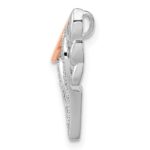 Sterling Silver Rhodium W/10K Rose Gold Dia. Heart/Wings Slide Pendant - Image 2