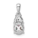 Sterling Silver Rhod-plate Dia. Cr.Pink Sapp. Simulated Opal Pendant - Image 3