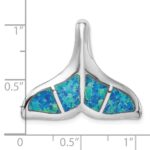 Sterling Silver Rhodium-plated Blue Inlay Created Opal Whale Tail Slide - Image 4