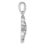 Sterling Silver Rhodium-plated Polished Green Inlay Created Opal Turtle Pendant - Image 2