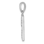 Sterling Silver Rhodium-plated Polished Blue Created Opal Starfish and Turtle Rectangle Pendant - Image 2