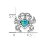 Sterling Silver Rhodium-plated Blue Inlay Created Opal Crab Slide - Image 4