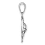 Sterling Silver Rhodium-plated Blue Inlay Created Opal Dolphin Pendant - Image 2