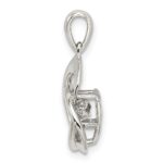Sterling Silver Platinum-plated Vibrant Moving CZ Swarovski Zirconia Center Stone Trinity Pendant - Image 2