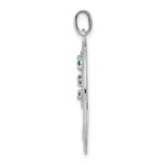Sterling Silver Rhodium-plated Green Glass Buds Oval Tree Pendant - Image 2