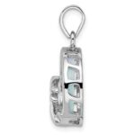 Sterling Silver Rhodium-plated Larimar with Palm Tree Pendant - Image 2