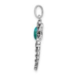 Sterling Silver Rhodium/Oxidized Recon. Turq/Marcasite Dragonfly Pendant - Image 2