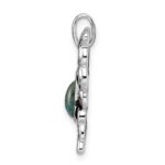 Sterling Silver Rhodium/Oxidized Reconstituted Turquoise Butterfly Pendant - Image 2
