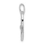 Sterling Silver Rhodium-plated CZ Heart with Cat Silhouette Pendant - Image 2