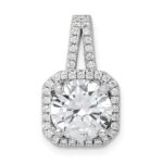 Sterling Silver Rhodium-platedCZ Halo Pendant