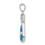 Sterling Silver Rhodium-plated Cat w/Created Opal Accents Pendant - Image 2