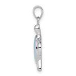 Sterling Silver Rhodium-plated Polished Created Opal Turtle Pendant - Image 2