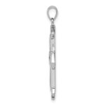 Sterling Silver Rhodium-plated Created Opal Cross CZ Pendant - Image 2