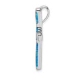 Sterling Silver Rhodium-plated Created Opal Cross Slide Pendant - Image 2
