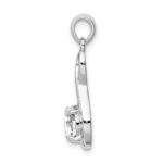 Sterling Silver Rhodium-plated 6.5mm CZ Teardrop Pendant - Image 2