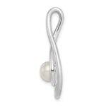 Sterling Silver Rhodium-plated Brushed & Polished (6-7mm) FWC Pearl Teardro - Image 2