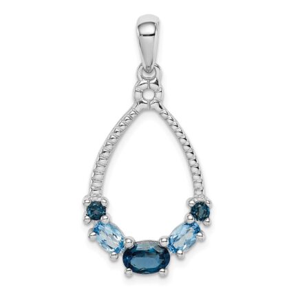 Sterling Silver Rhod-plat London blue and LB topaz Pendant