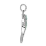 Sterling Silver Rhodium-plated Polished Larimar Dolphin Pendant - Image 2