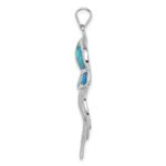 Sterling Silver Rhodium-plated Polished Created Blue Opal Jellyfish Pendant - Image 2