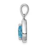 Sterling Silver Rhod Plated Blue and Clear CZ Pendant - Image 2
